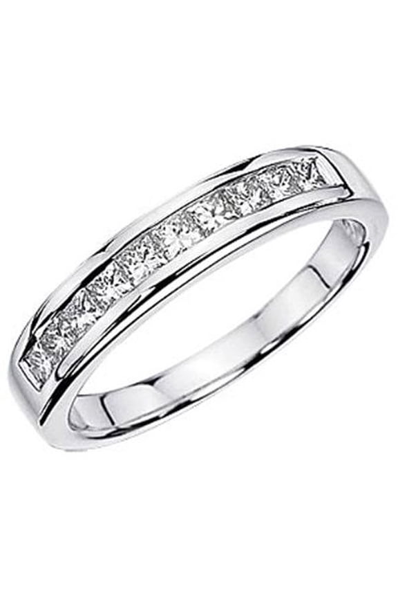 Collection 0.70 Carat (ctw) 14K Princess White Diamond Anniversary Wedding Stackable Ring Band 3/4 CT, White Gold, Size 7