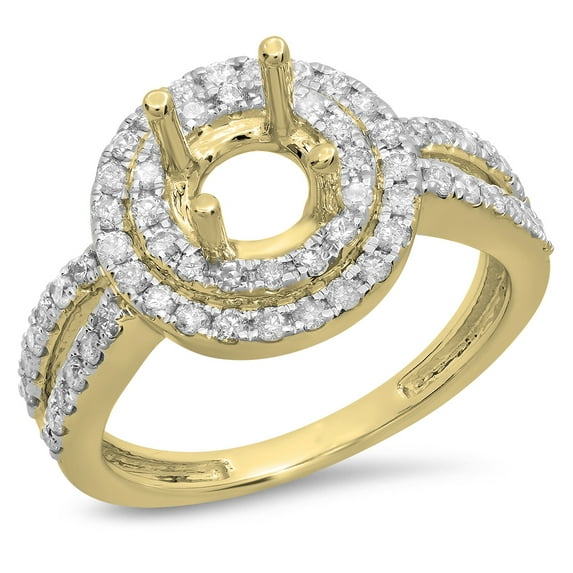 Dazzlingrock Collection 0.70 Carat (ctw) 14K Round White Diamond Semi Mount Bridal Engagement Ring 3/4 CT, Yellow Gold, Size 9.5