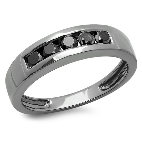 Dazzlingrock Collection 0.70 Carat (ctw) Black Plated Sterling Silver Black Diamond Men's Wedding Band 3/4 CT, Size 11