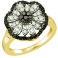 thumbnail image 1 of Dazzlingrock Collection 0.72 Carat (ctw) 10k Round Black & White Diamond Ladies Right Hand Cluster Flower Ring, Yellow Gold, 1 of 1