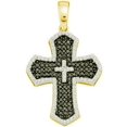 thumbnail image 1 of Dazzlingrock Collection 0.73 Carat (ctw) 14k Round Black & White Diamond Ladies Cross Pendant, Yellow Gold, 1 of 1