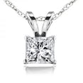 thumbnail image 1 of Dazzlingrock Collection 0.74 Carat (ctw) 10K Princess Cut White Diamond Ladies Solitaire Pendant 3/4 CT, White Gold, 1 of 1