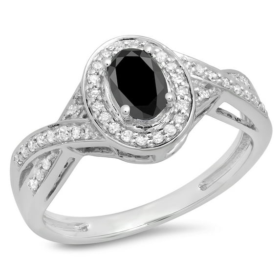 Dazzlingrock Collection 0.75 Carat (ctw) 10K Black & White Diamond Swirl Bridal Engagement Ring 3/4 CT, White Gold, Size 7.5