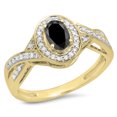 thumbnail image 1 of Dazzlingrock Collection 0.75 Carat (ctw) 10K Black & White Diamond Swirl Bridal Engagement Ring 3/4 CT, Yellow Gold, Size 4, 1 of 1
