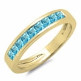 thumbnail image 1 of Dazzlingrock Collection 0.75 Carat (ctw) 10K Princess Blue Topaz Ladies Wedding Stackable Ring 3/4 CT, Yellow Gold, Size 8, 1 of 1