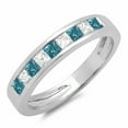 thumbnail image 1 of Dazzlingrock Collection 0.75 Carat (ctw) 10K Princess Blue & White Diamond Ladies Wedding Band 3/4 CT, White Gold, Size 6, 1 of 1