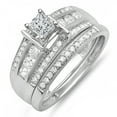 thumbnail image 1 of Dazzlingrock Collection 0.75 Carat (ctw) 10K Princess & Round Diamond Ladies Bridal Ring Set 3/4 CT, White Gold, Size 7, 1 of 4