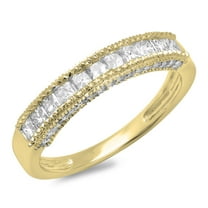 Dazzlingrock Collection 0.75 Carat (ctw) 10K Princess & Round Diamond Wedding Band Stackable Ring 3/4 CT, Yellow Gold, Size 7.5