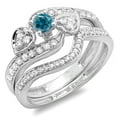 thumbnail image 1 of Dazzlingrock Collection 0.75 Carat (ctw) 10K Round Blue & White Diamond Engagement Ring 3 Piece Set 3/4 CT, White Gold, Size 7, 1 of 1