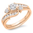 thumbnail image 1 of Dazzlingrock Collection 0.75 Carat (ctw) 10K Round Cut Diamond Ladies Swirl Bridal Engagement Ring With Matching Band Set 3/4 CT, Rose Gold, Size 5.5, 1 of 4