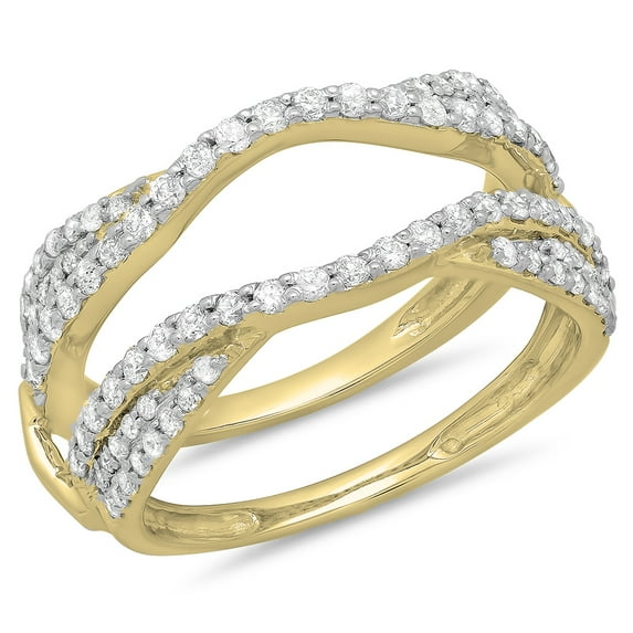 Dazzlingrock Collection 0.75 Carat (ctw) 10K Round Diamond Wedding Enhancer Guard Double Ring 3/4 CT, Yellow Gold, Size 5