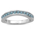 thumbnail image 1 of Dazzlingrock Collection 0.75 Carat (ctw) 10k Round Blue Diamond Curved Guard Matching Bridal Wedding Band, White Gold, Size 8.5, 1 of 1