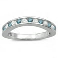 thumbnail image 1 of Dazzlingrock Collection 0.75 Carat (ctw) 10k Round White And Blue Diamond Curved Guard Bridal Wedding Band, White Gold, Size 6, 1 of 1