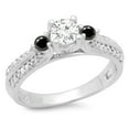 thumbnail image 1 of Dazzlingrock Collection 0.75 Carat (ctw) 14K Black & White Diamond Bridal 3 Stone Engagement Ring 3/4 CT, White Gold, Size 5, 1 of 1