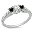 thumbnail image 1 of Dazzlingrock Collection 0.75 Carat (ctw) 14K Black & White Diamond Bridal 3 Stone Engagement Ring 3/4 CT, White Gold, Size 8.5, 1 of 1