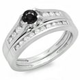 thumbnail image 1 of Dazzlingrock Collection 0.75 Carat (ctw) 14K Black & White Diamond Bridal Engagement Ring Band Set 3/4 CT, White Gold, Size 7.5, 1 of 1