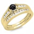 thumbnail image 1 of Dazzlingrock Collection 0.75 Carat (ctw) 14K Black & White Diamond Bridal Engagement Ring Band Set 3/4 CT, Yellow Gold, Size 10, 1 of 1