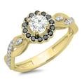 thumbnail image 1 of Dazzlingrock Collection 0.75 Carat (ctw) 14K Black & White Diamond Bridal Halo Engagement Ring 3/4 CT, Yellow Gold, Size 7.5, 1 of 1