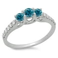 thumbnail image 1 of Dazzlingrock Collection 0.75 Carat (ctw) 14K Blue & White Diamond Bridal 3 Stone Engagement Ring 3/4 CT, White Gold, Size 6.5, 1 of 1