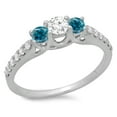 thumbnail image 1 of Dazzlingrock Collection 0.75 Carat (ctw) 14K Blue & White Diamond Bridal 3 Stone Engagement Ring 3/4 CT, White Gold, Size 9, 1 of 1