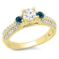 thumbnail image 1 of Dazzlingrock Collection 0.75 Carat (ctw) 14K Blue & White Diamond Bridal 3 Stone Engagement Ring 3/4 CT, Yellow Gold, Size 7, 1 of 1