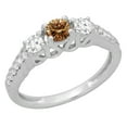 thumbnail image 1 of Dazzlingrock Collection 0.75 Carat (ctw) 14K Champagne & White Diamond 3 Stone Engagement Ring 3/4 CT, White Gold, Size 10, 1 of 1
