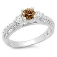 thumbnail image 1 of Dazzlingrock Collection 0.75 Carat (ctw) 14K Champagne & White Diamond 3 Stone Engagement Ring 3/4 CT, White Gold, Size 4.5, 1 of 1