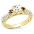thumbnail image 1 of Dazzlingrock Collection 0.75 Carat (ctw) 14K Champagne & White Diamond 3 Stone Engagement Ring 3/4 CT, Yellow Gold, Size 4.5, 1 of 1