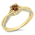 thumbnail image 1 of Dazzlingrock Collection 0.75 Carat (ctw) 14K Champagne & White Diamond Bridal Engagement Ring 3/4 CT, Yellow Gold, Size 5.5, 1 of 1