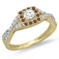 thumbnail image 1 of Dazzlingrock Collection 0.75 Carat (ctw) 14K Champagne & White Diamond Swirl Halo Engagement Ring 3/4 CT, Yellow Gold, Size 10, 1 of 1
