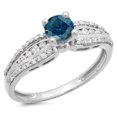 thumbnail image 1 of Dazzlingrock Collection 0.75 Carat (ctw) 14K Round Blue & White Diamond Bridal Engagement Ring 3/4 CT, White Gold, Size 4, 1 of 1