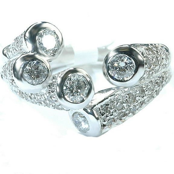 Dazzlingrock Collection 0.75 Carat (ctw) 14K Round Diamond Ladies Cocktail Right Hand Ring 3/4 CT, White Gold, Size 5