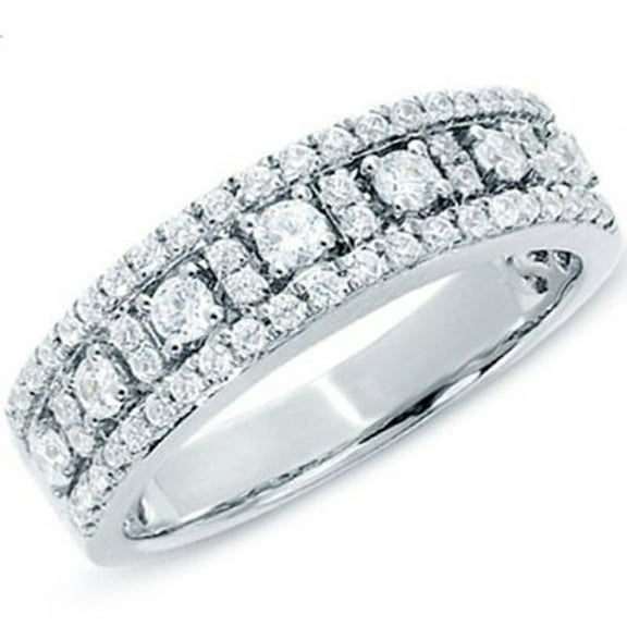 Dazzlingrock Collection 0.75 Carat (ctw) 14K Round White Diamond Ladies Wedding Band 3/4 CT, White Gold, Size 8.5