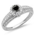 thumbnail image 1 of Dazzlingrock Collection 0.75 Carat (ctw) 14K White & Black Diamond Bridal Halo Engagement Ring 3/4 CT, White Gold, Size 6.5, 1 of 1