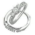 thumbnail image 1 of Dazzlingrock Collection 0.75 Carat (ctw) 14k 3 Stone Round Diamond Ladies Bridal Ring Set Matching Band 3/4 CT, White Gold, Size 6.5, 1 of 1