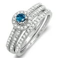 thumbnail image 1 of Dazzlingrock Collection 0.75 Carat (ctw) 14k Round Blue & White Diamond Ladies Halo Bridal Engagement Ring Matching Band Set 3/4 CT, White Gold, Size 6.5, 1 of 4