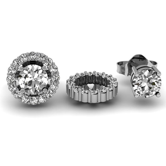 Dazzlingrock Collection 0.75 Carat (ctw) 14k Round White Diamond Cluster Style Removable Jackets Stud Earrings 3/4 CT, White Gold