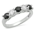thumbnail image 1 of Dazzlingrock Collection 0.75 Carat (ctw) 18K Round Black & White Diamond 5 Stone Bridal Wedding Band 3/4 CT, White Gold, Size 5, 1 of 1