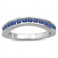 thumbnail image 1 of Dazzlingrock Collection 0.75 Carat (ctw) 18K Round Blue Sapphire Ladies Curved Guard Matching Wedding Band, White Gold, Size 5.5, 1 of 1