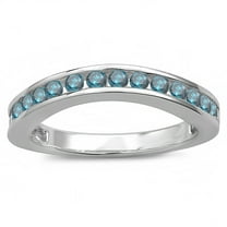 Dazzlingrock Collection 0.75 Carat (ctw) 18k Round Blue Diamond Curved Guard Matching Bridal Wedding Band, White Gold, Size 8