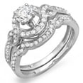 thumbnail image 1 of Dazzlingrock Collection 0.75 Carat (ctw) 18k Round Diamond Swirl Bridal Halo Engagement Ring Set 3/4 CT, White Gold, Size 8.5, 1 of 1