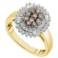 thumbnail image 1 of Dazzlingrock Collection 0.78 Carat (ctw) 14k Round & Baguette White & Cognac Diamond Fashion Right Hand Ring 3/4 CT, Yellow Gold, 1 of 1