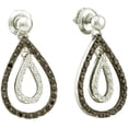 thumbnail image 1 of Dazzlingrock Collection 0.78 Carat (ctw) 14k Round Black & White Diamond Ladies Fashion Drop Earrings, White Gold, 1 of 1