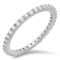 Dazzlingrock Collection 0.80 CT 14k Round Diamond Eternity Wedding Band, White Gold, Size 5