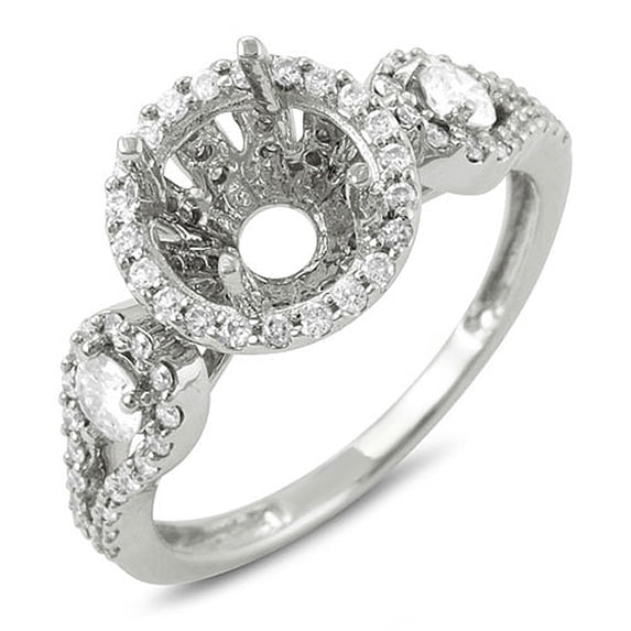 Dazzlingrock Collection 0.80 Carat (Ctw) 18k Round Diamond Semi Mount Round Diamond for Center Engagement Ring (No Center Stone), White Gold, Size 8.5