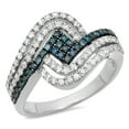 thumbnail image 1 of Dazzlingrock Collection 0.80 Carat (ctw) 10K Round Blue & White Diamond Ladies Right Hand Band 3/4 CT, White Gold, Size 5, 1 of 1