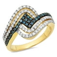 thumbnail image 1 of Dazzlingrock Collection 0.80 Carat (ctw) 10K Round Blue & White Diamond Ladies Right Hand Band 3/4 CT, Yellow Gold, Size 7.5, 1 of 1
