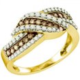 thumbnail image 1 of Dazzlingrock Collection 0.80 Carat (ctw) 10k Round Champagne & White Diamond Ladies Swirl Right Hand Cocktail Band 3/4 CT, Yellow Gold, Size 9, 1 of 4