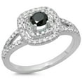 thumbnail image 1 of Dazzlingrock Collection 0.80 Carat (ctw) 14K Black And White Diamond Split Shank Halo Bridal Ring 3/4 CT, White Gold, Size 4, 1 of 1