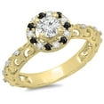 thumbnail image 1 of Dazzlingrock Collection 0.80 Carat (ctw) 14K Black & White Diamond Bridal Halo Engagement Ring 3/4 CT, Yellow Gold, Size 5, 1 of 1